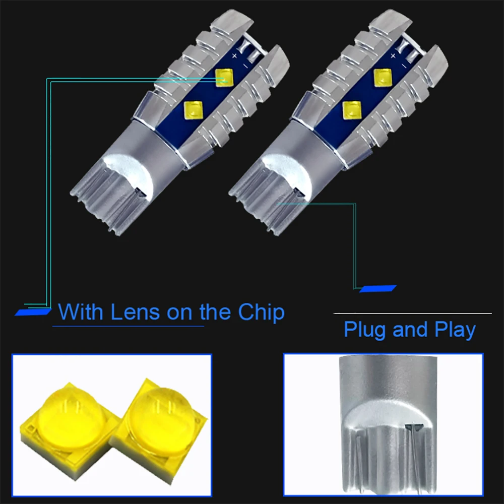 10 шт. 2400Lm W16W T15 921 912 Canbus OBC Error Free автомобильные лампочки 12LED 2525smd с объективом резервного копирования свет обратный конец Лампа 6000 K