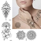 Хна Цветок временная татуировка наклейки Черный Водонепроницаемый поддельные ювелирные изделия татуировки буддистские лотосы дерево боди-арт кружева