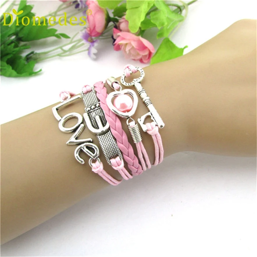 Стильные ювелирные изделия женский браслет для волос модное сердце с