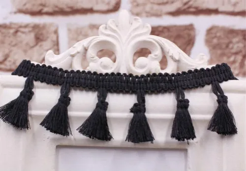 Black 10 ярдов/партия, сделай сам, кружевная бахрома с кисточками, Полиэстер, Хлопок, кружевная отделка, лента для латинских платьев, сценическая одежда, занавеска, диванная, для шитья, декоративная - Цвет: Black