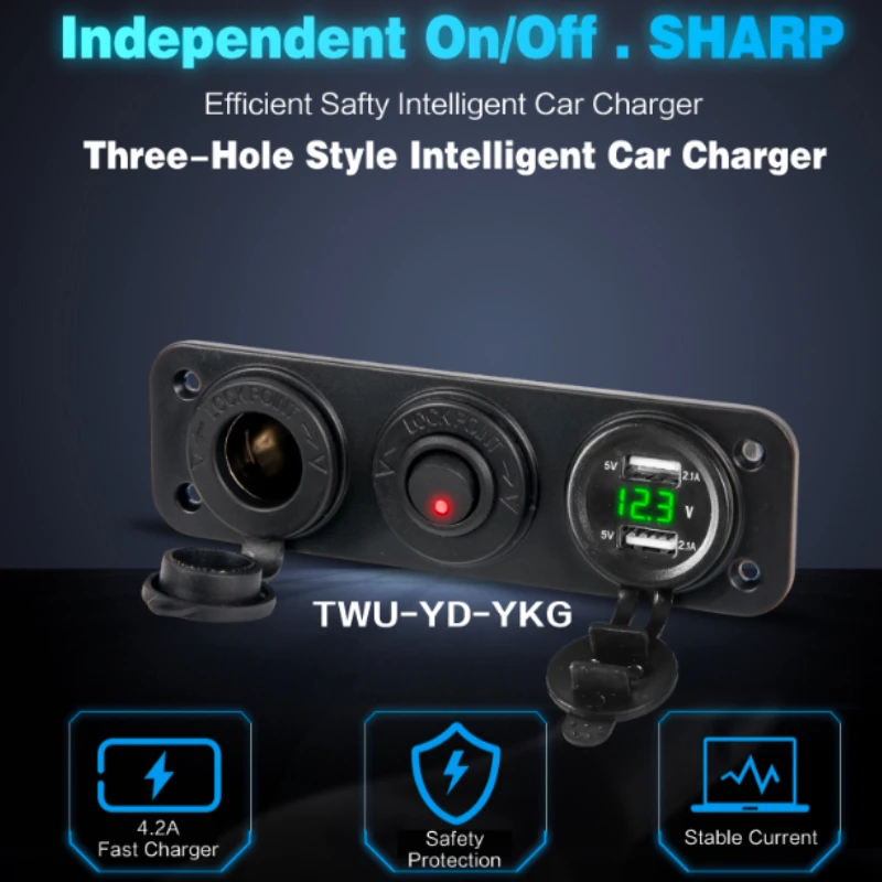 12/24V 5 V/4.2A автомобиля Зарядное устройство мотоцикл Plug Dual USB адаптер+ Напряжение+ гнездо для автомобильного прикуривателя сигареты Зарядное устройство с переключателем