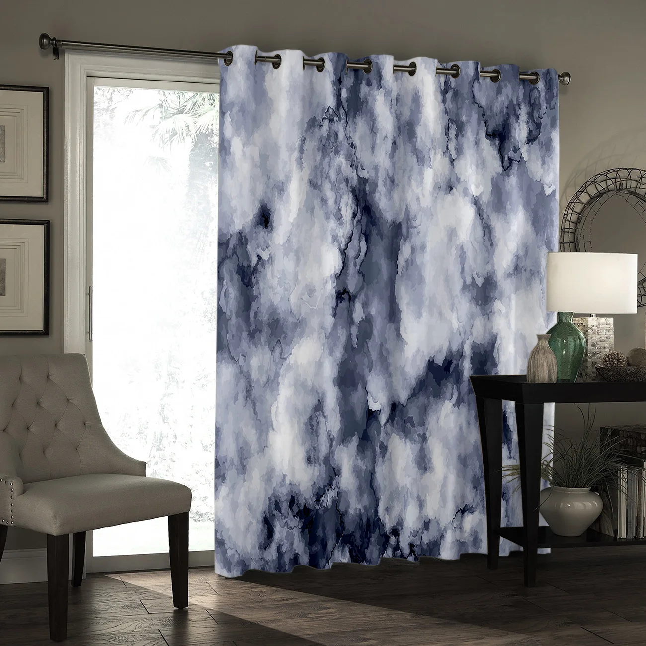 Серый мраморный узор занавески для комнаты в облаке Большой Декор окна ванной