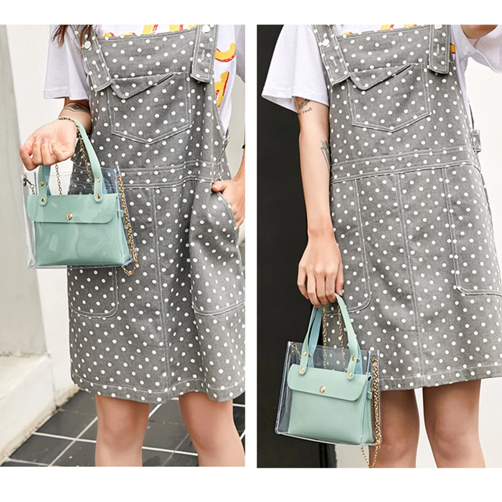 Женская сумка на плечо кожаные сумки прозрачные ПВХ цепи через для отдыха и