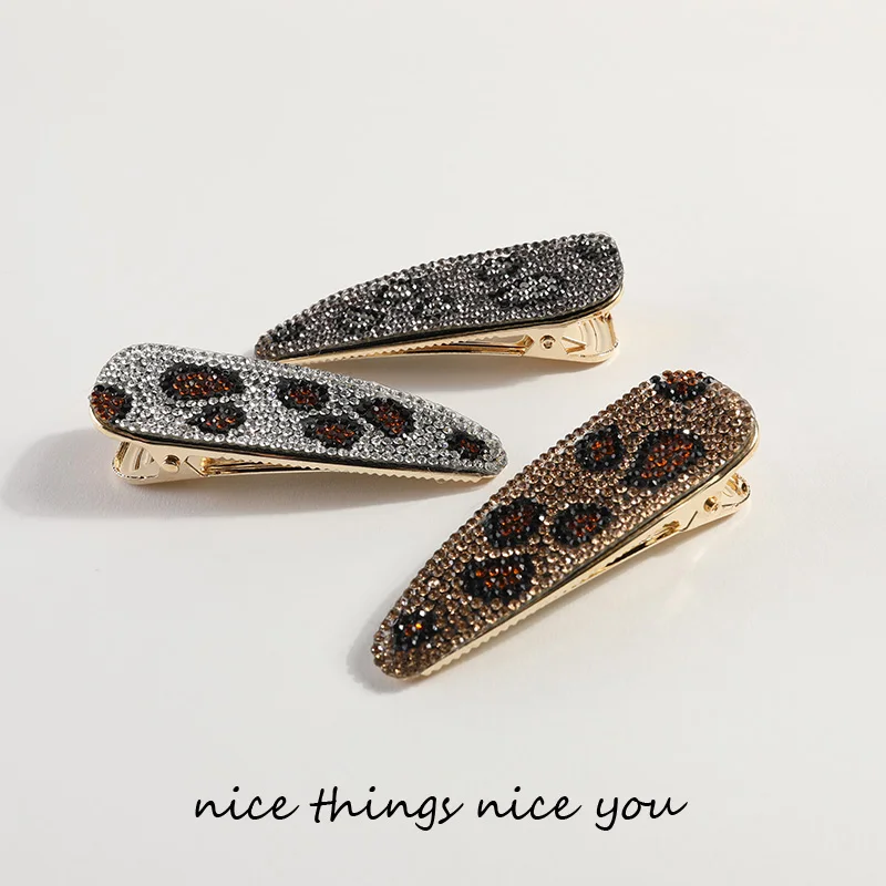 High quality water drill super flash hairclips metal Leopard Print duck mouth hairgrips bangs clip temperament hair accessories |