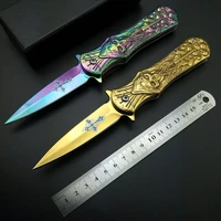best cross printing blade death skulls engrave outdoor tactical knife solid handle camping hunting survival tools edc cool gift