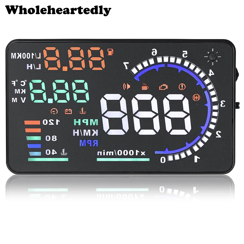 Новейшая модель 5 &quotАвтомобиль HUD Дисплей A8! Автосигнализация с Системы OBD2 EUOBD