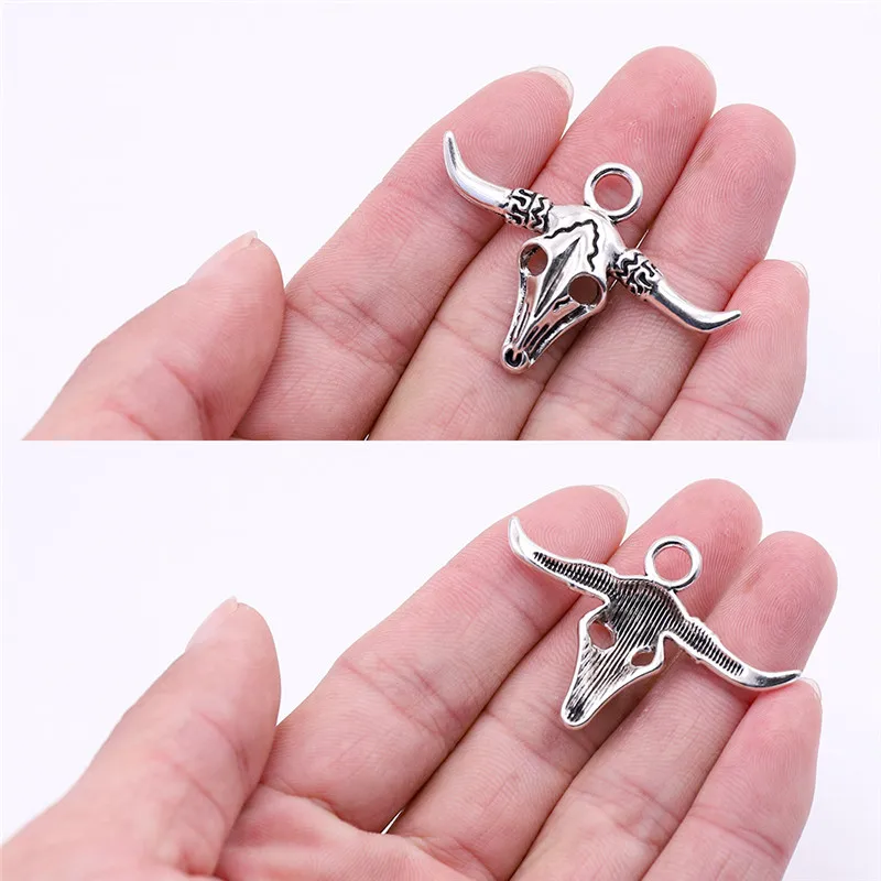 1 5pcs OX Head Все тибетские серебряные подвески в виде животных для самостоятельного изготовления ювелирных изделий подвески в виде единорога, лошади, Льва, оленя, Тигра для браслетов изготовление сережек - Окраска металла: 1 5pcs OX Head