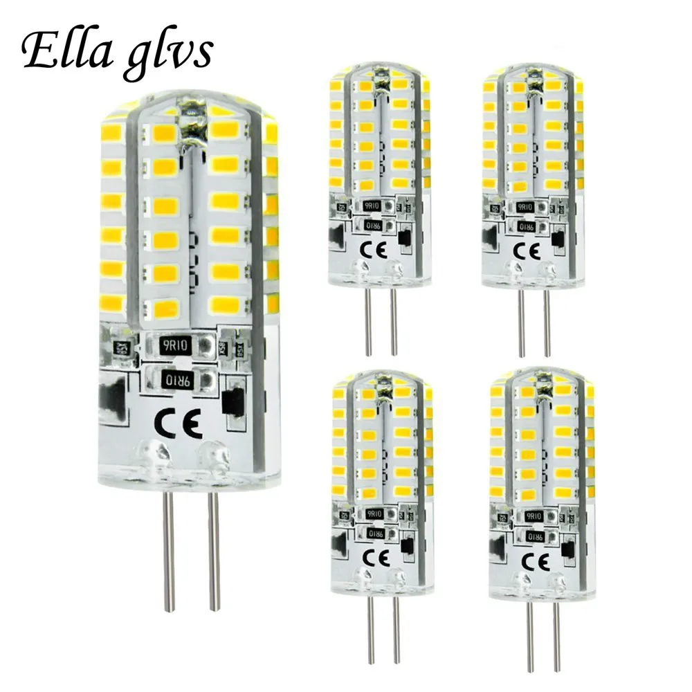 Светодиодная лампа 5 шт G4 3014 SMD 48 LED DC 12V ватт теплый белый 3000 K 3500 5500 6000 диммируемая
