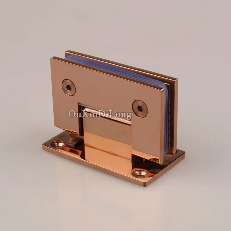 Rose Gold Горячие 2 шт 304 из нержавеющей стали бескаркасные петли для стеклянных дверей 90 градусов фиксированный зажимный держатель кронштейны розовое золото/Титан Черный - Цвет: Rose Gold