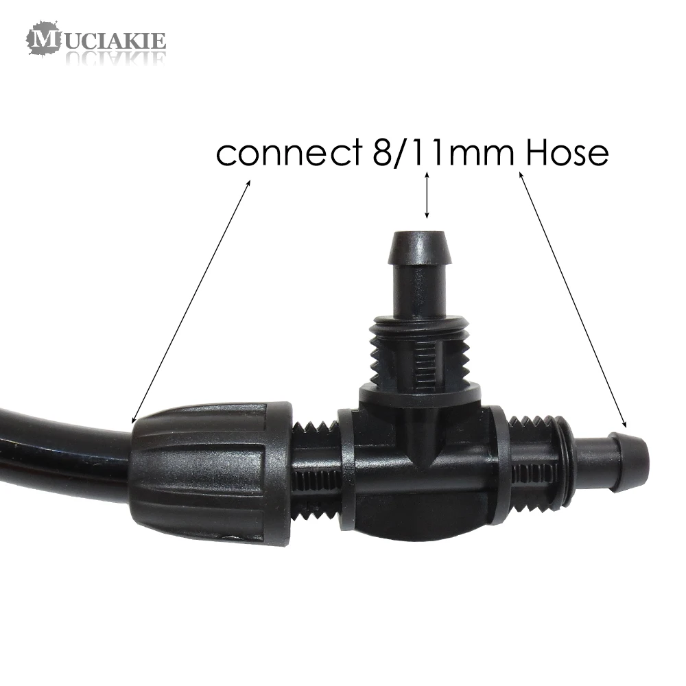 MUCIAKIE 5PCS Garden Hose Tee Water Connector with Lock for 8/11mm Hose Water Splitter 3/8'' Tubing Barb Connector Equal Adaptor