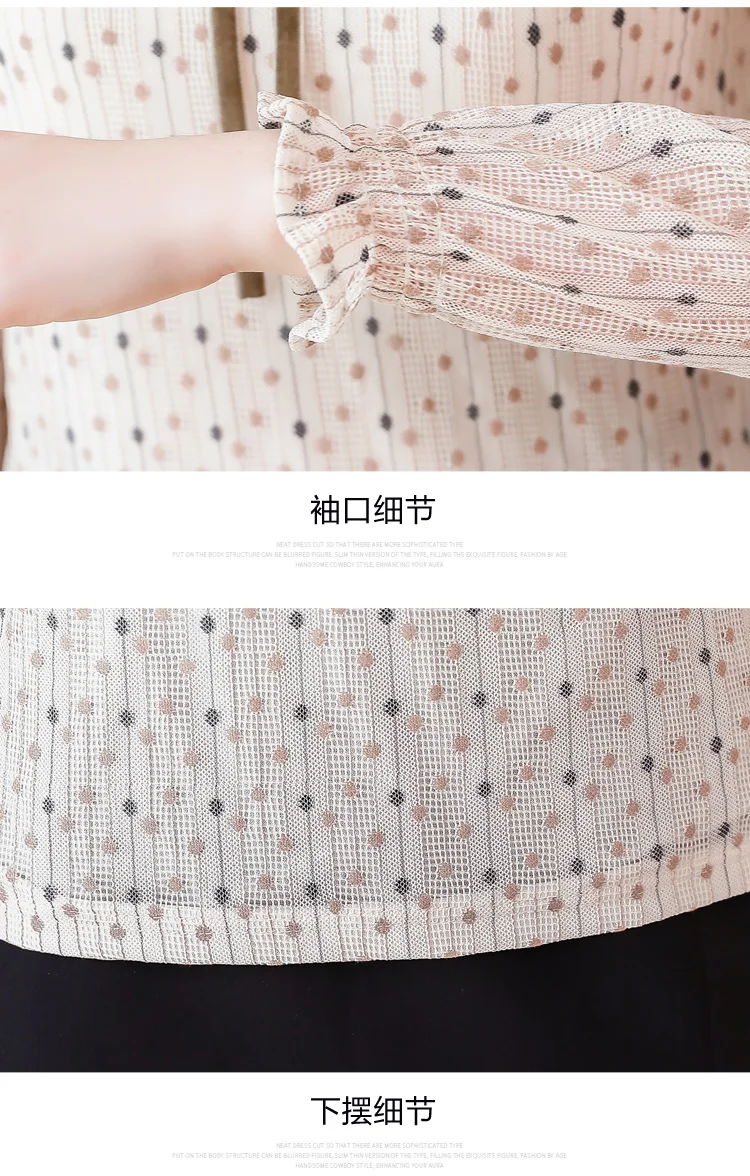 2019 летние модные женские блузы в горошек с рюшами и бантом длинным рукавом