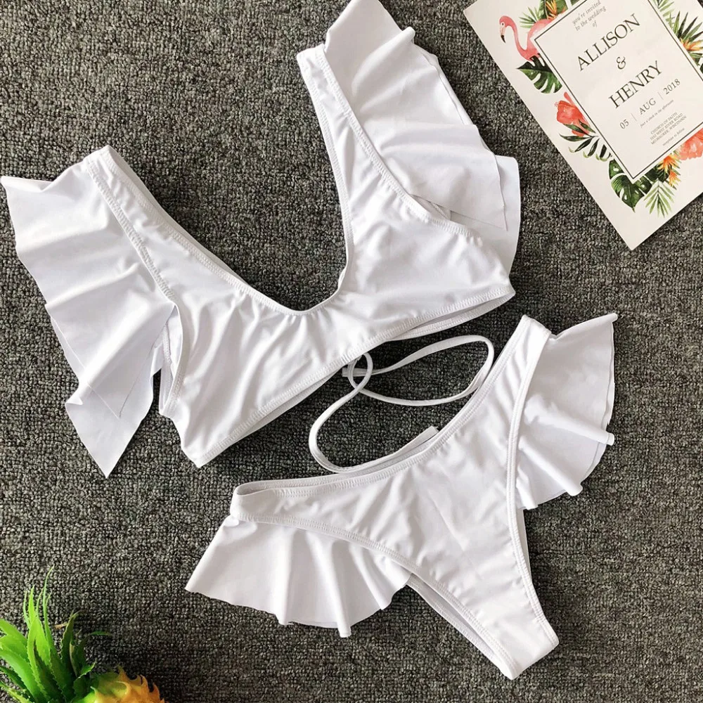 2019 AliExpress женские бикини на бретелях купальник с вырезом спине топы талии