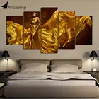 Artsail 5 шт. холст модное сексуальное Золотое Платье для женщин модульные картины современное домашнее украшение холст печать рамка Настенный декор