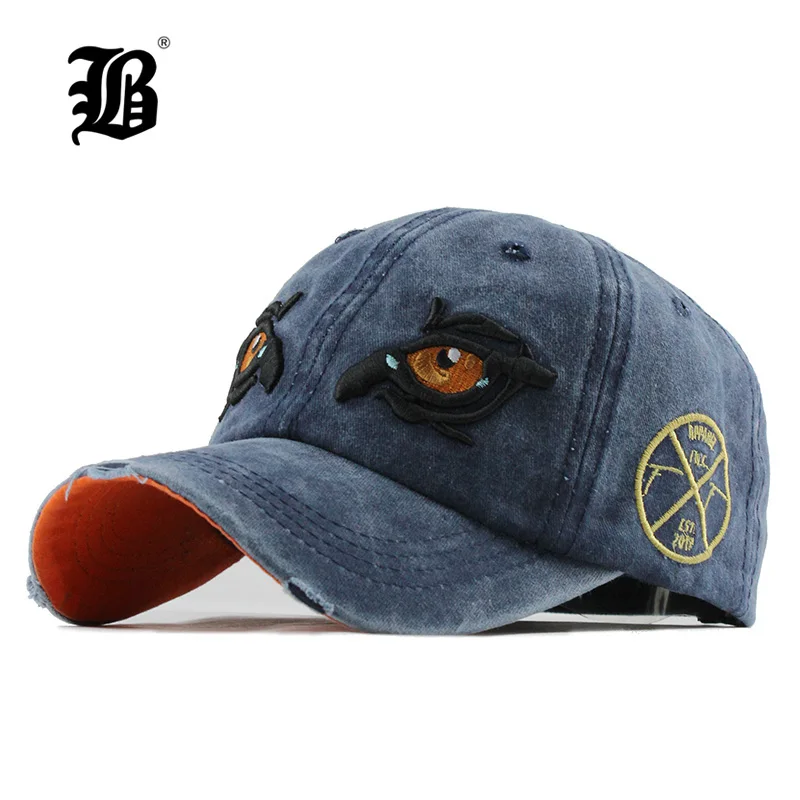 

[FLB] Washed Cotton Men Cap Baseball Caps Hip Hop Snapback Dad Hat for Women cap Trucker Embroidery Eagle Eye Casquette F156