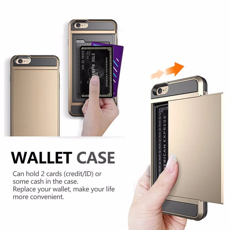 Чехол со слотом для кредитных карт для iPhone 7, 6, 6 S, 8 Plus, 7 Plus, 6 Plus, XsMax, 5S, SE, 5C, чехол, гибридная броня, PC, силиконовый чехол