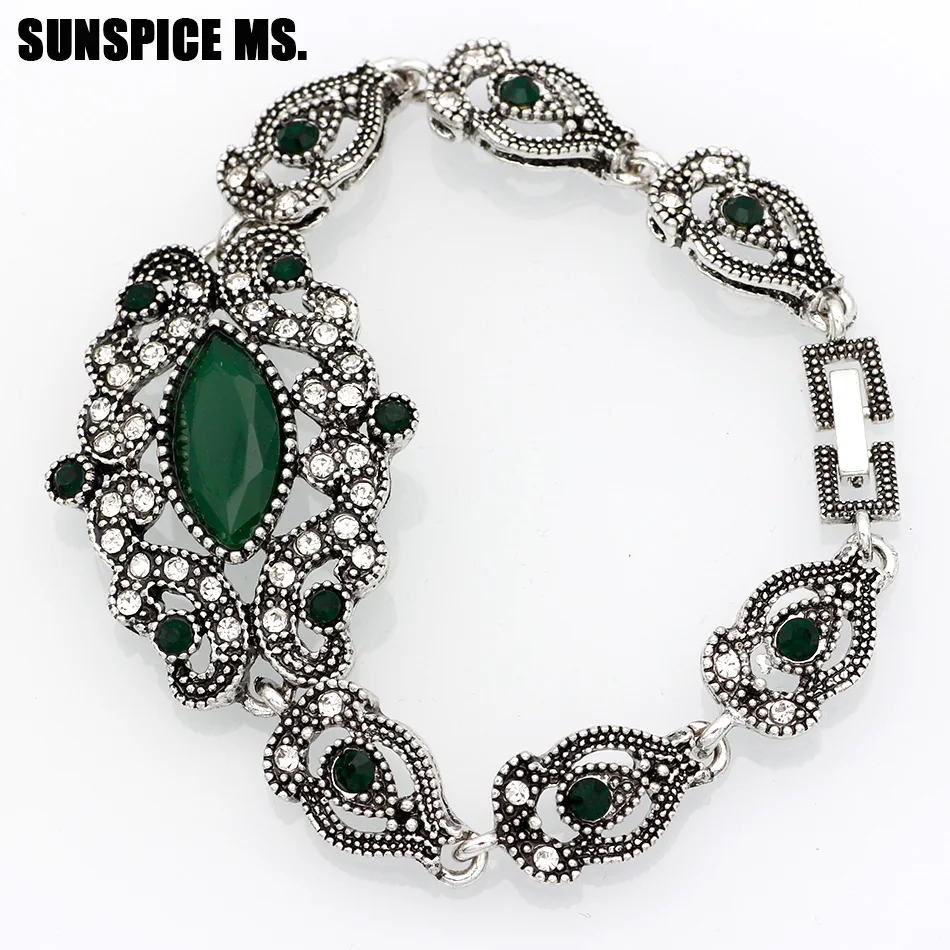 Женский винтажный браслет SUNSPICE в турецком стиле серебристого цвета с