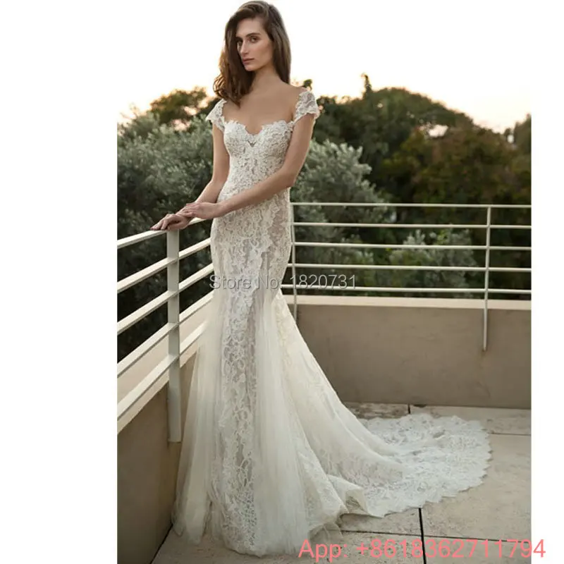 Vestido De Noiva изготовленный на заказ белый/слоновая кость Аппликация с рукавом-крылышком с бусинами Кружева Русалка свадебное платье Vestido De Casamento