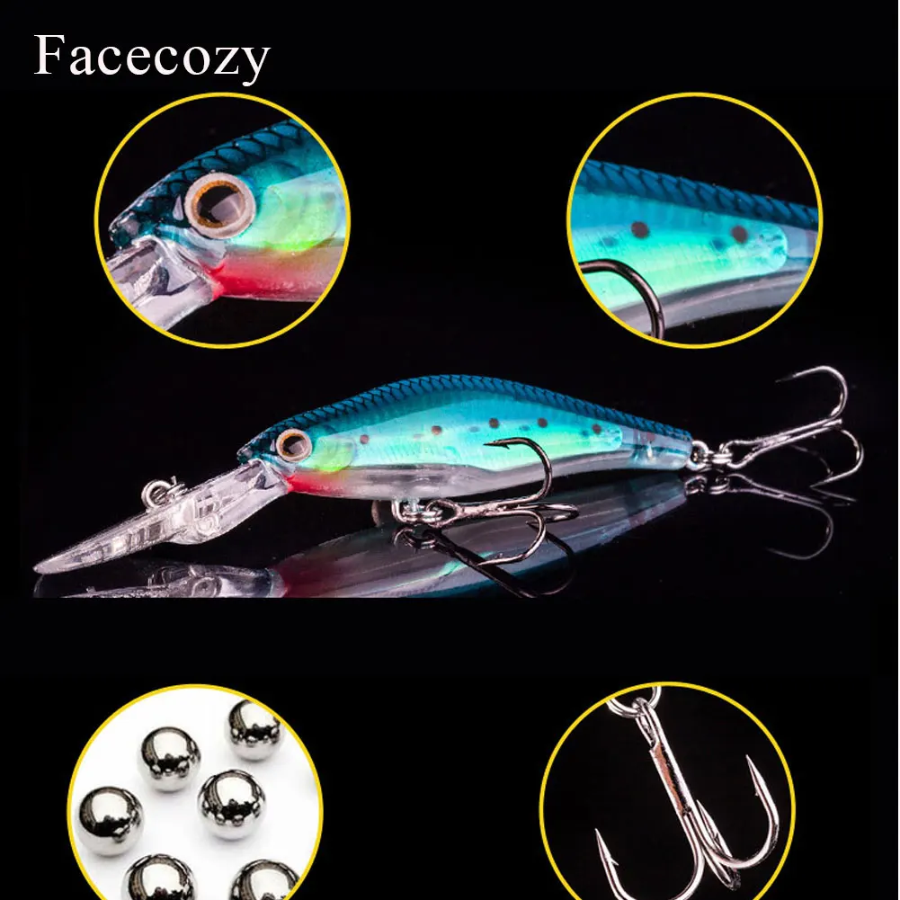 Facecozy 1 шт. светящаяся плавающая рыболовная приманка для рыбалки встроенный