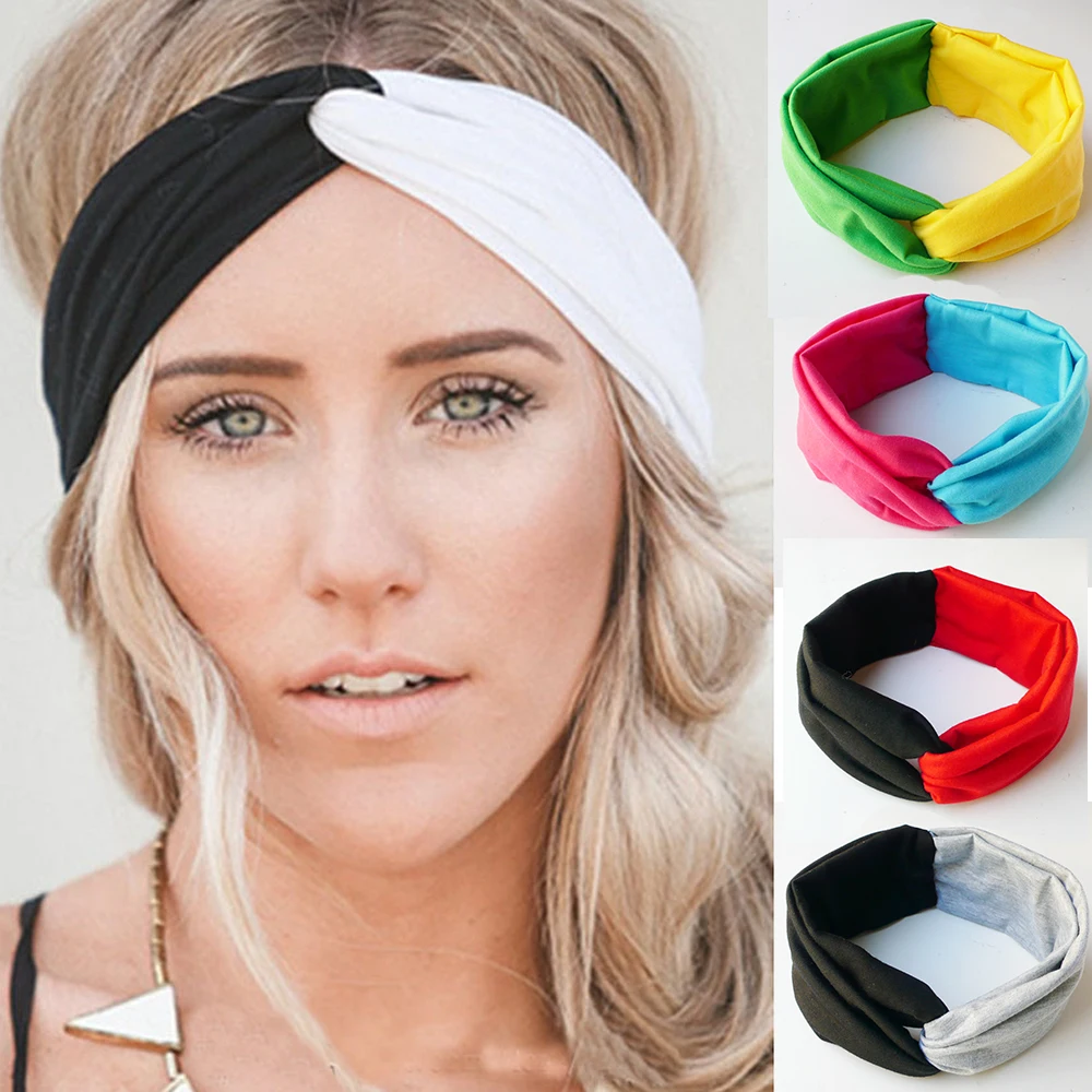 Твердые твист и повязка на голову Тюрбан из хлопка Бант для волос Платок витой