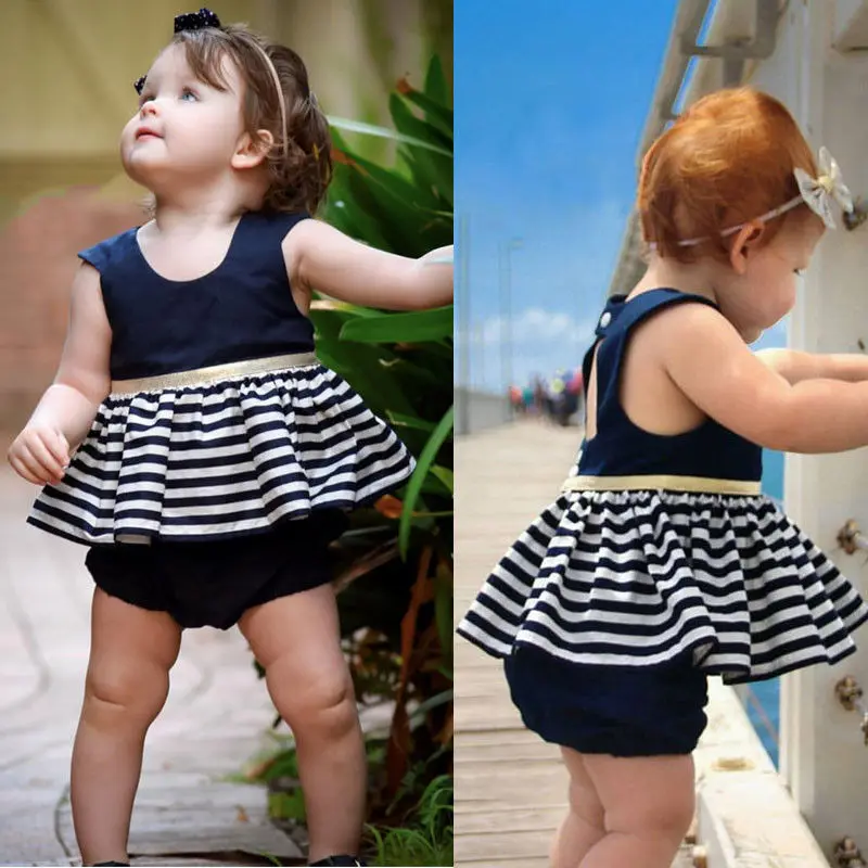 Newborn Baby Girls Party Princess Pageant Tutu Dress Kid Toddler Navy Blue Dresses |