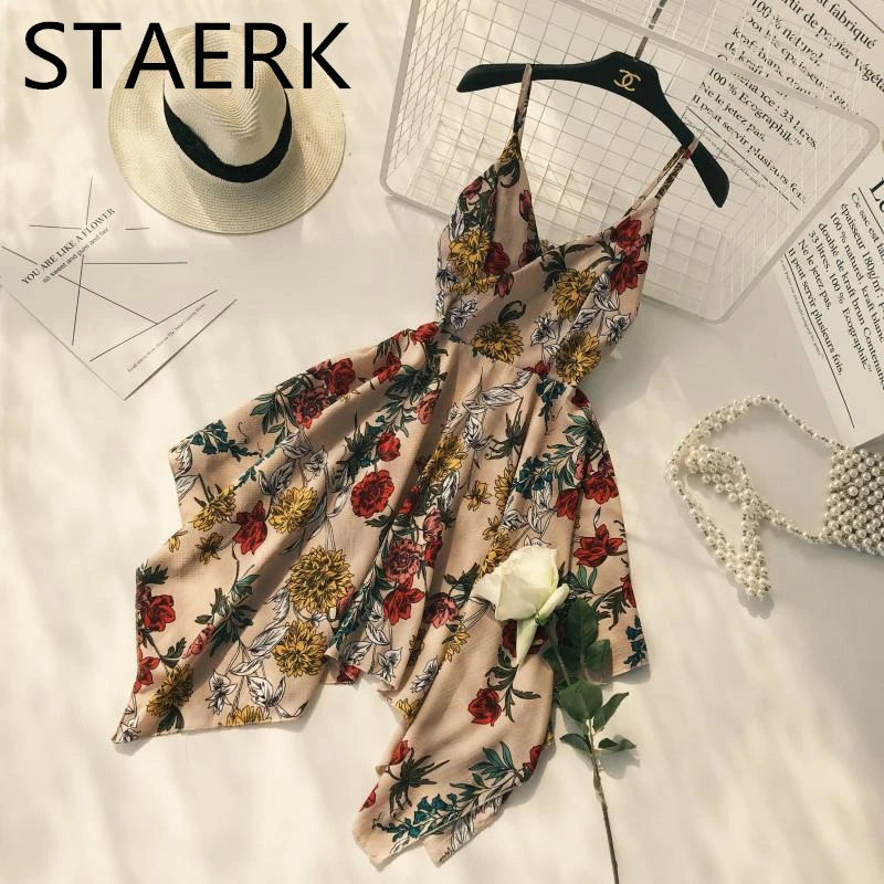 

2022 New Off shoulder ruffle Dot summer Dress women strap chiffon beach Boho party sexy dresses vestido furits Beach strap dress