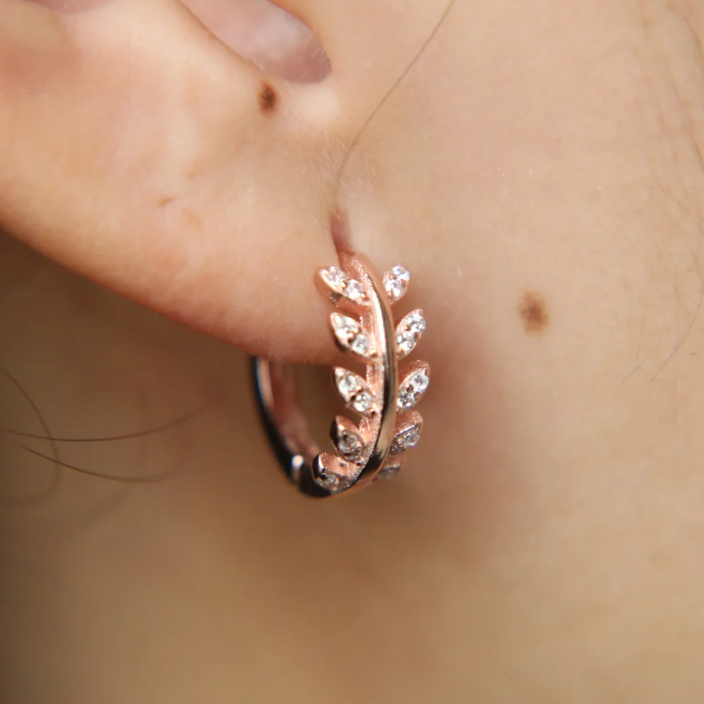 2019 Plant Earings Brincos Top Fashion Real 925 Sterling Leaf Stud Earrings With Cz For Tiny Bridal Wedding Jewelry Women Olive | Украшения