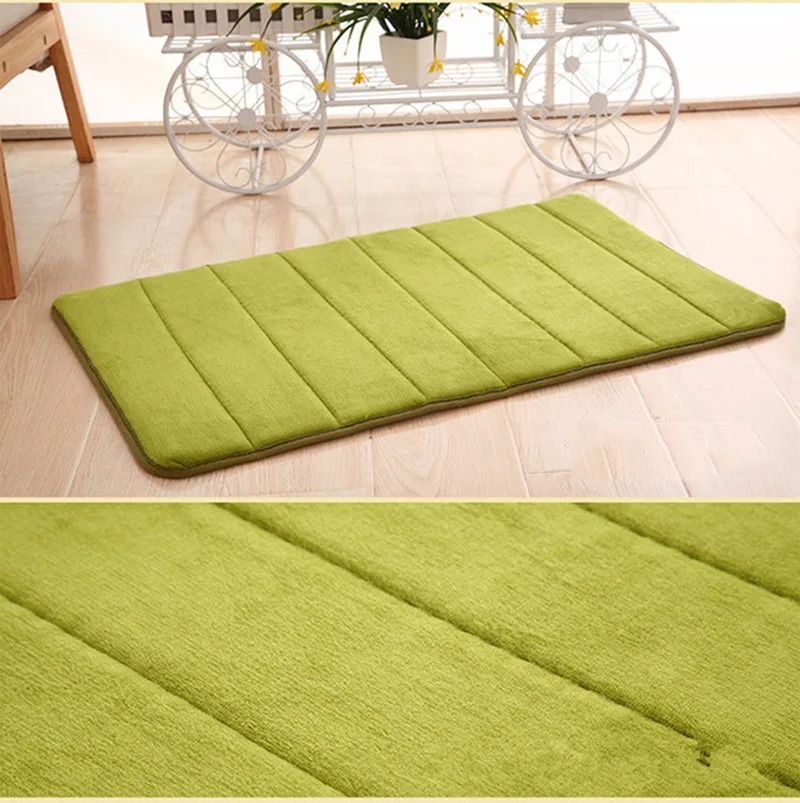 Konco 40*60cm Bath Mat Bathroom Carpet Rug coral fleece Memory Foam Bathroom Mat kitchen Door Floor tapis de bain - Цвет: green
