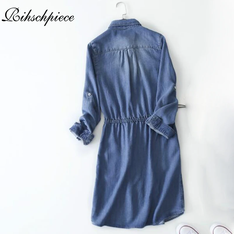 Rihschpiece 2017 летнее туника джинсовое рубашка платье женское старинные платья