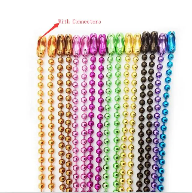 Металлические Шариковые цепи с коннекторами 5 шт./лот 1 мм 2 золотого серебряного