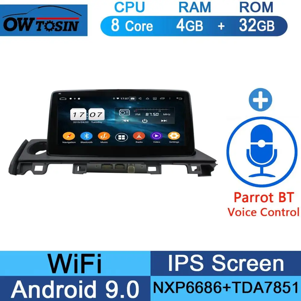 32G Parrot BT 10,2" ips Android 9,0 8 ядерный 4G+ 64G Автомобильный мультимедийный радио gps для Mazda 6 Atenza dzda6 DSP CarPlay Parrot BT - Цвет: 32G Parrot BT