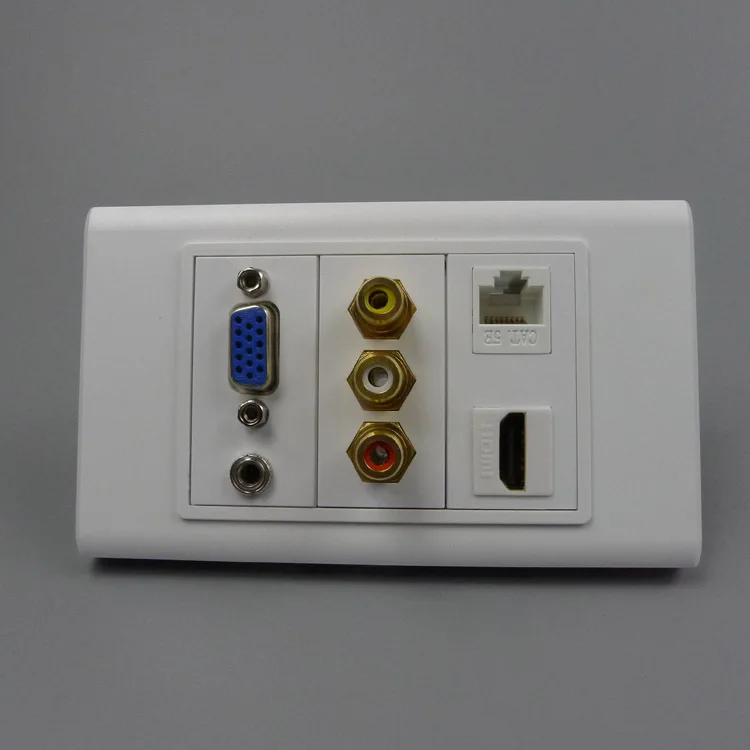 

120 X 70 wall plate with VGA 3.5mm audio 3RCA HDMi RJ45 support DIY