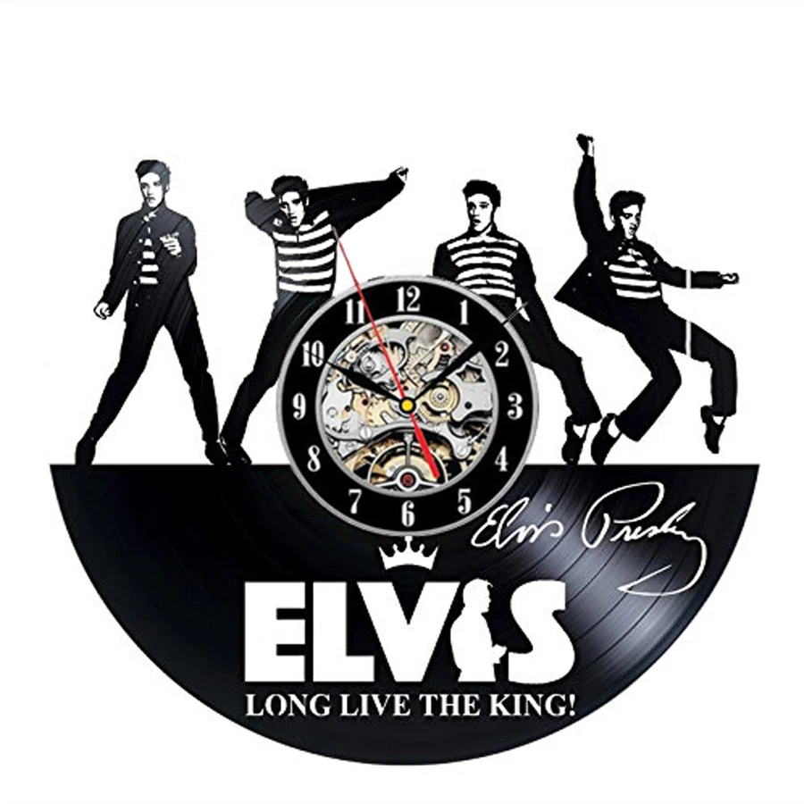Настенные часы Horloge Murale Saat Elvis Presley дизайнерские виниловые Король рок домашний