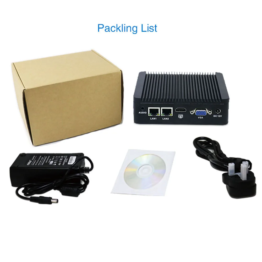 Промышленный безвентиляторный мини-ПК Yanling J1900 Quad Core Vga Hd Dual Lan Mini Pc Linux Os