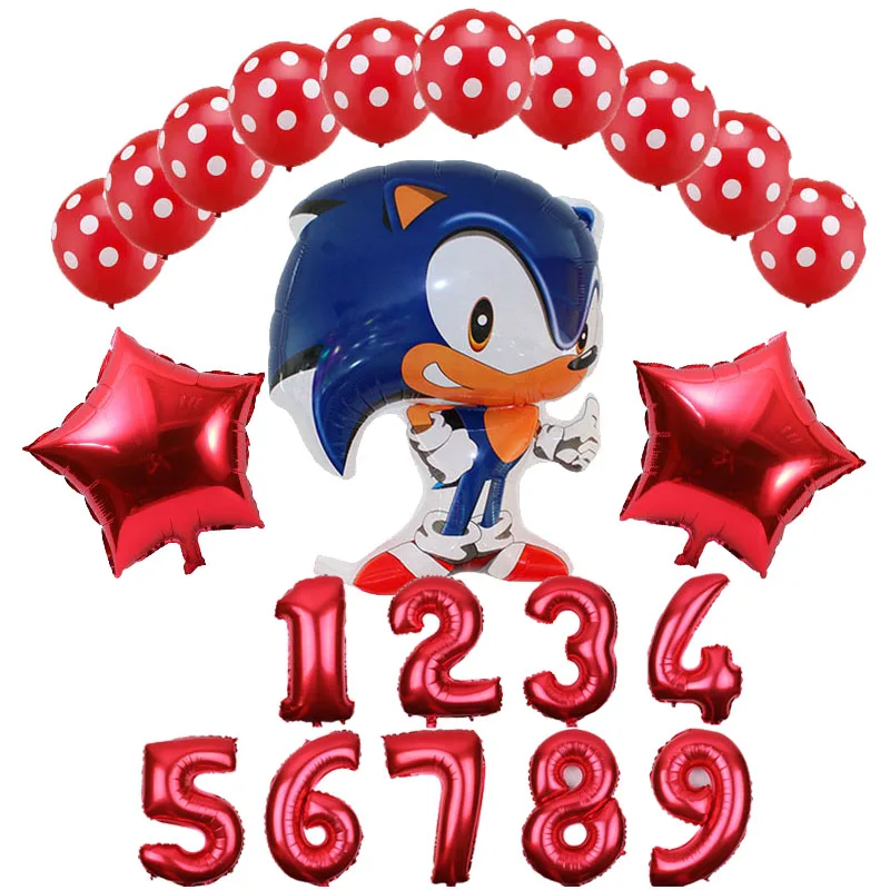 14 шт./лот Sega Соник Ежик супер герой двухсторонний Фольга шар мальчик девочка день