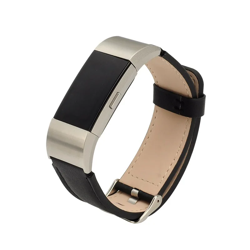 Odog черный кожаный ремешок для Fitbit Charge 2 часов браслеты замена Браслет Смарт часы
