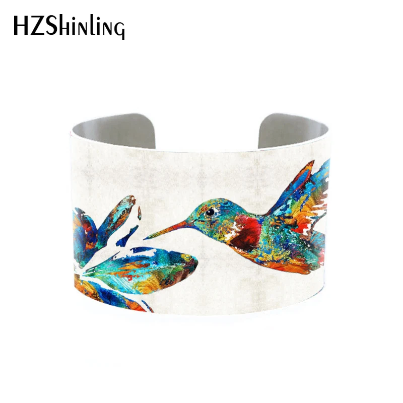 2018 Модный женский Браслет манжета широкий металлический браслет с птицами Humming