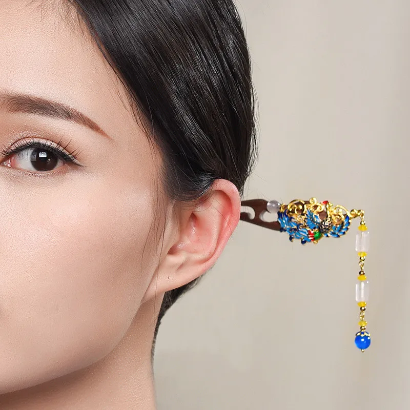 Hair Sticks For Women Vertical Clip New Arrival Phoenix Wood Retro Headwear Jewelry Accessories Wedding Decoration Tiara F036 | Украшения и