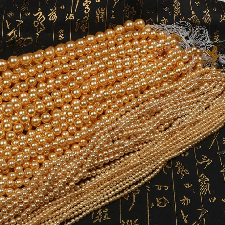 Оптовая продажа естественных цветных шаров раковины 3 16 мм Золотой корпус|Бусины|