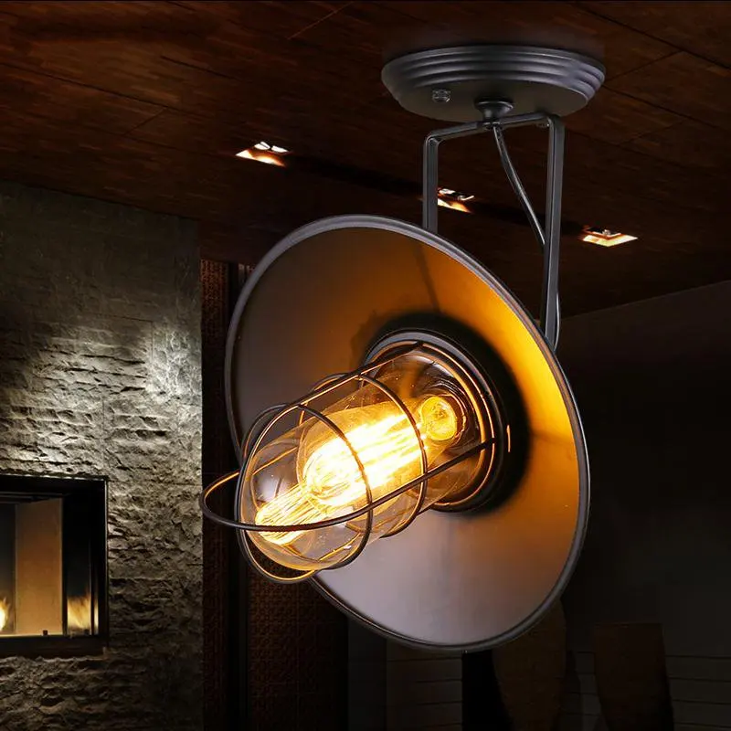 Вращающаяся потолочная лампа в американском стиле лофт для ресторана черный