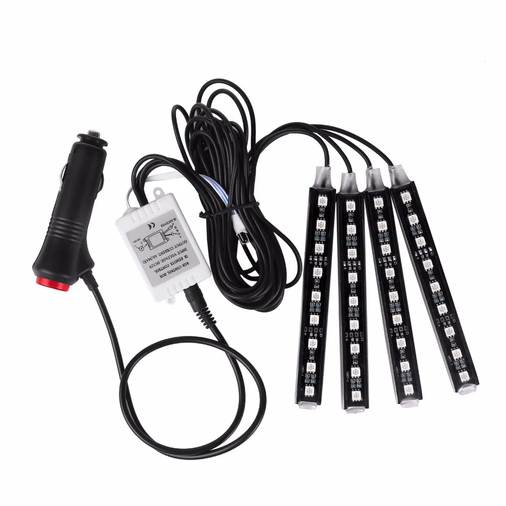 ISincer автомобиля RGB Светодиодные ленты 4*9 шт SMD 5050 10 Вт автомобиль декоративные