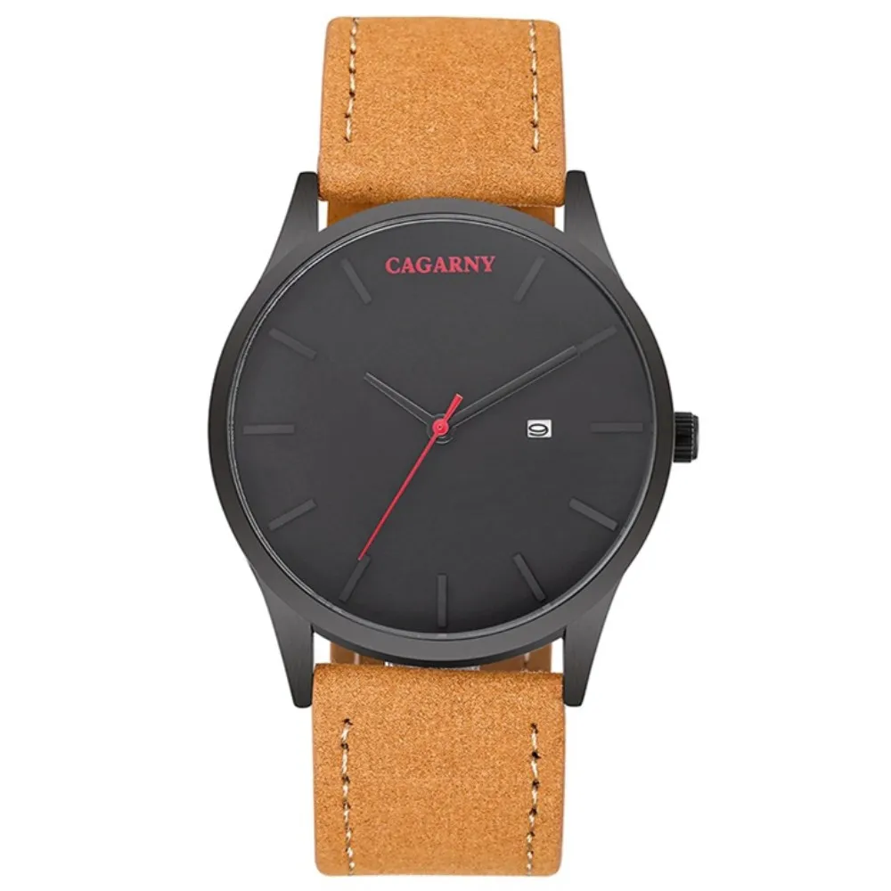 

CAGARNY Luxury Brand Quartz Watch Men Military Leather Strap Watchband Waterproof Watches Casual Male Gifts Sport Watches Clock