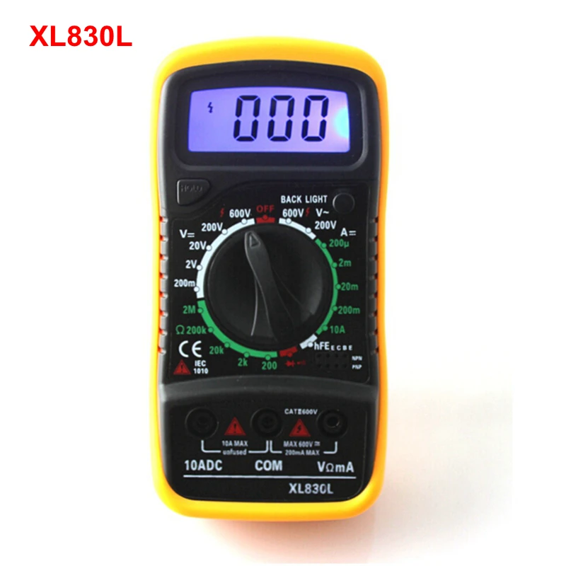XL830L Цифровой мультиметр портативный мультиметр AC/DC мультитестер инструментальная Синяя подсветка
