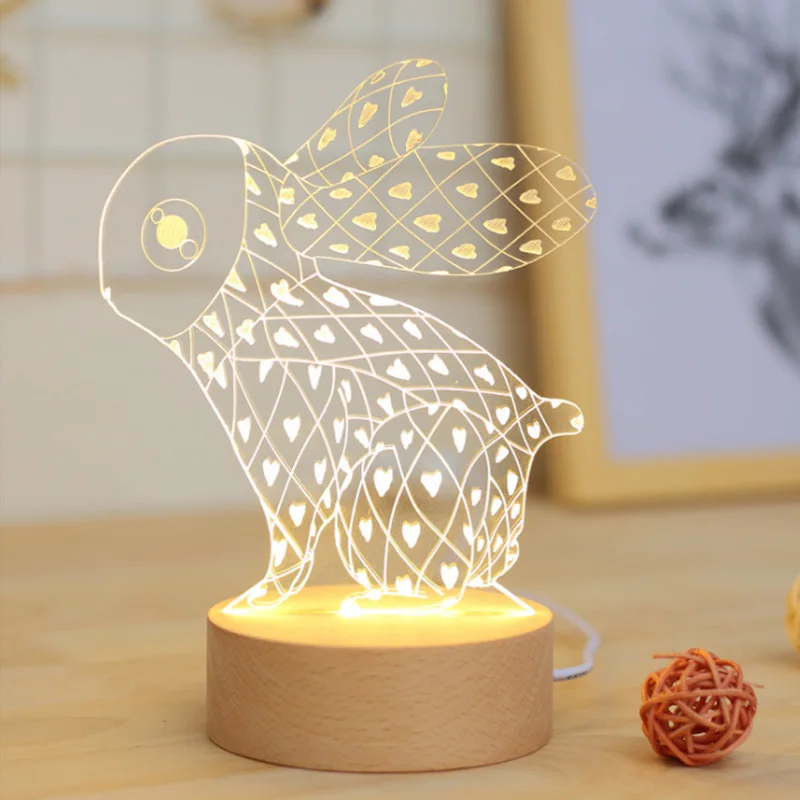 Креативный 3D ночник мультфильм Энтони Банни настольная Регулировка яркости лампы в форме кролика детская спальня крытый светильник
