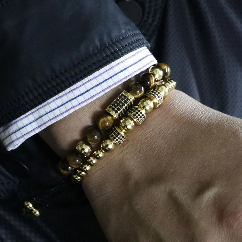 Модный золотистый прямоугольник кубовидный мужской роскошный браслет из