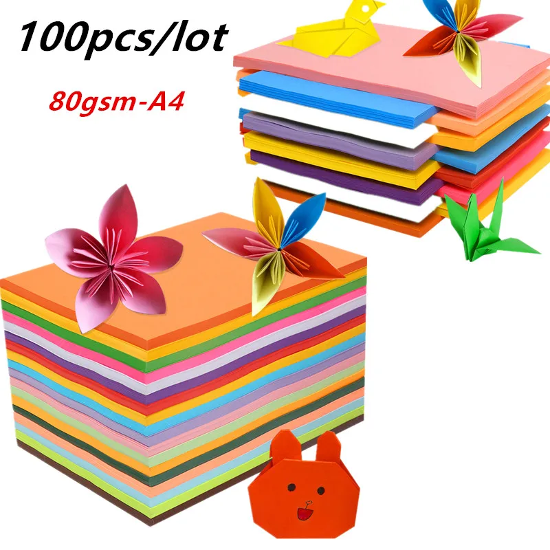 80gsm 100pcs A4 Colorful Kraft Paper DIY Handmade Card Making Craft High Quality Copy Thick Paperboard Cardboard | Дом и сад