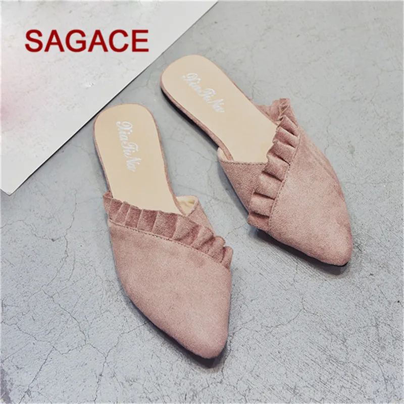 SAGACE/обувь; женские шлепанцы; обувь на плоской подошве; тонкие туфли с острым носком; женские шлепанцы; Летние слипоны; женская обувь; модные шлепанцы