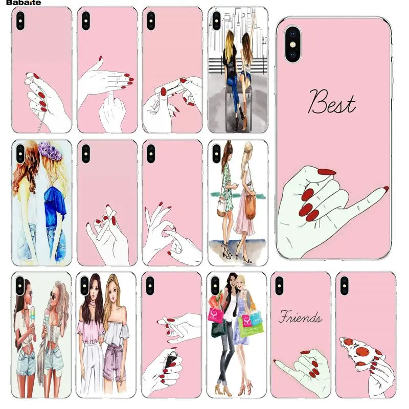 Роскошный мягкий резиновый Прозрачный чехол для телефона Babaite Best Friend Shopping girl Apple
