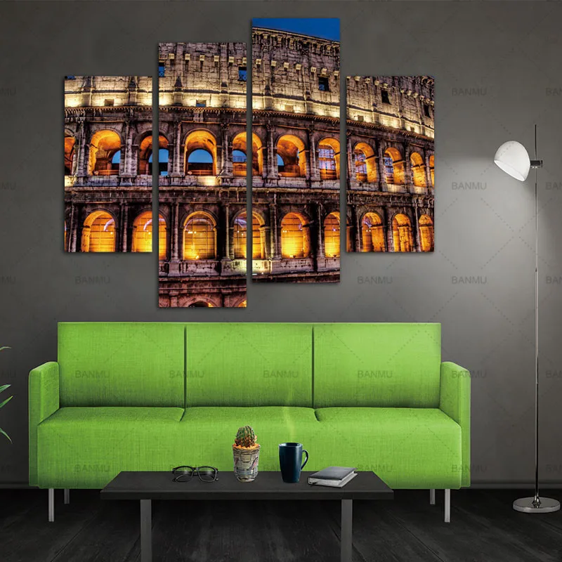 Современная Настенная картина 4 шт. римская цветная для строительства дома