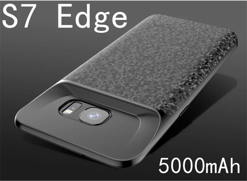 Чехол для samsung Galaxy S7 Edge, зарядное устройство, чехол, powerbank, тонкий Силиконовый противоударный внешний аккумулятор, зарядное устройство, задняя крышка, Funda Capa - Цвет: S7Edge-Black