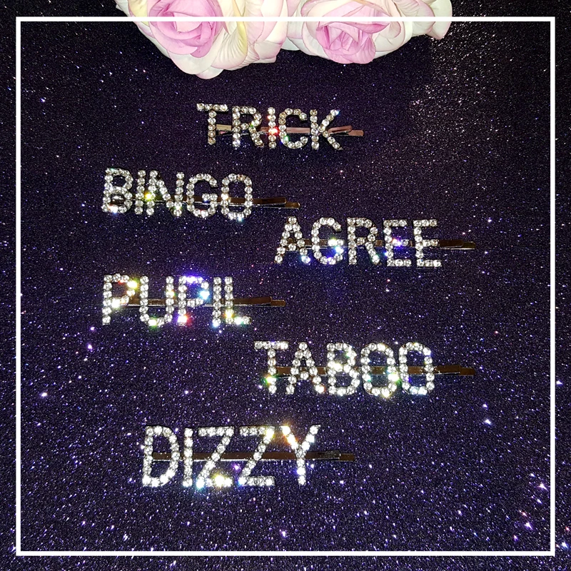 Hot Fashion Hair Accessories Blingbling Word Clips Rhinestone Letters Slide Crystal Bobby Pins Wholesale | Украшения и аксессуары